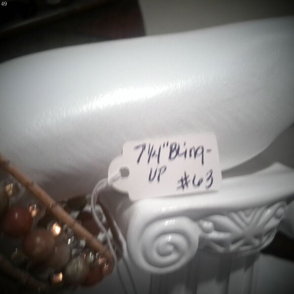 BLING-UP Beige Leather Bracelet (3) Rows Sandstone & Pale Peach Beads 7 1/4" - Picture 4 of 4